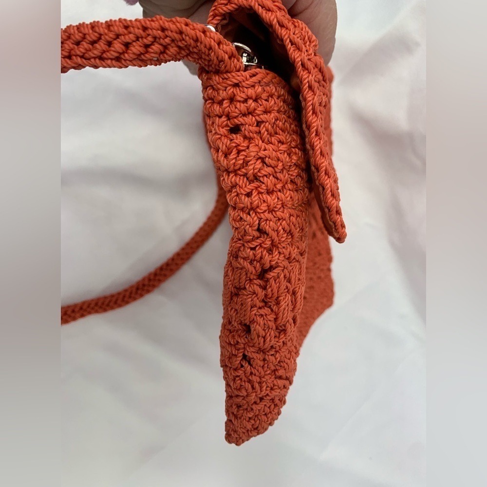 The Sak Crocheted Mini Soft Fully Lined Crossbody Shoulder Bag Orange - Picture 11 of 14
